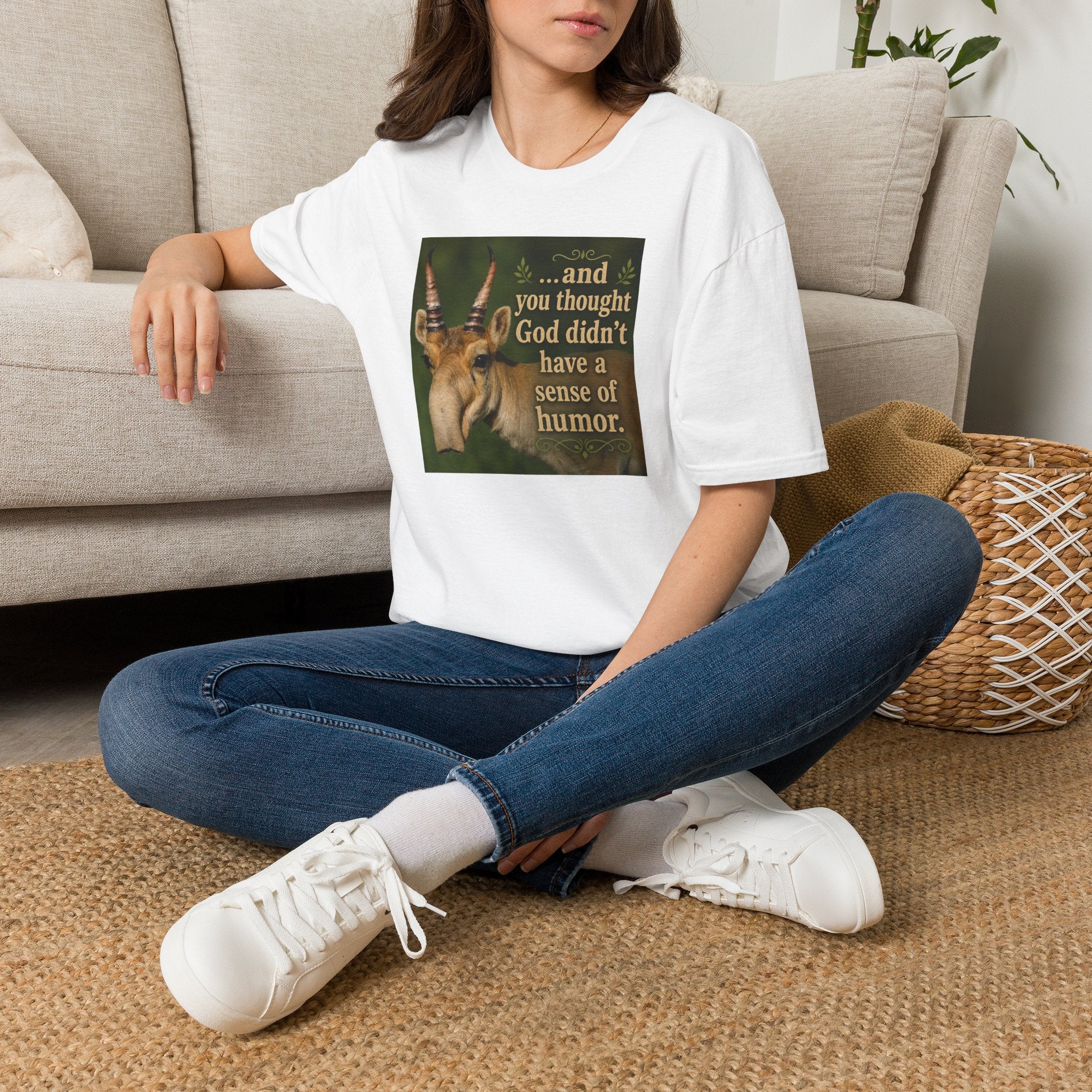 ..and you thought God didn't have a sense of humor." Funny Goat Faith Tee